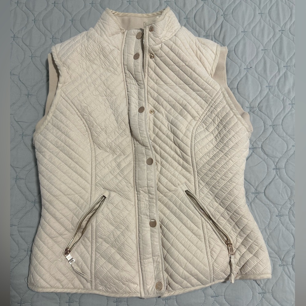 Women's Cream Quilted Vest